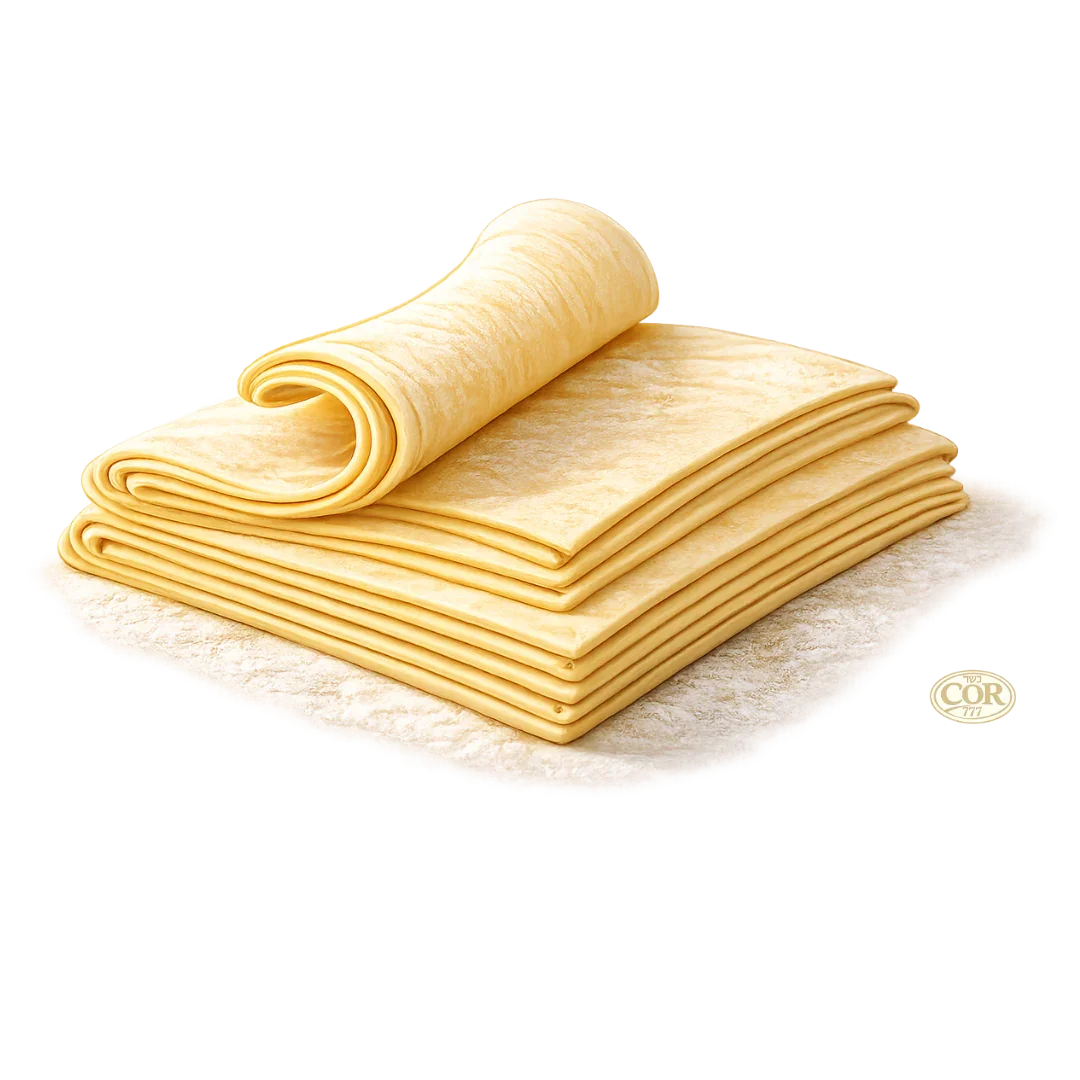 Bulk frozen puff pastry sheets stacked, ideal for bakeries in Miami