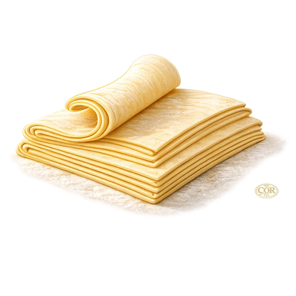 Bulk frozen puff pastry sheets stacked, ideal for bakeries in Miami